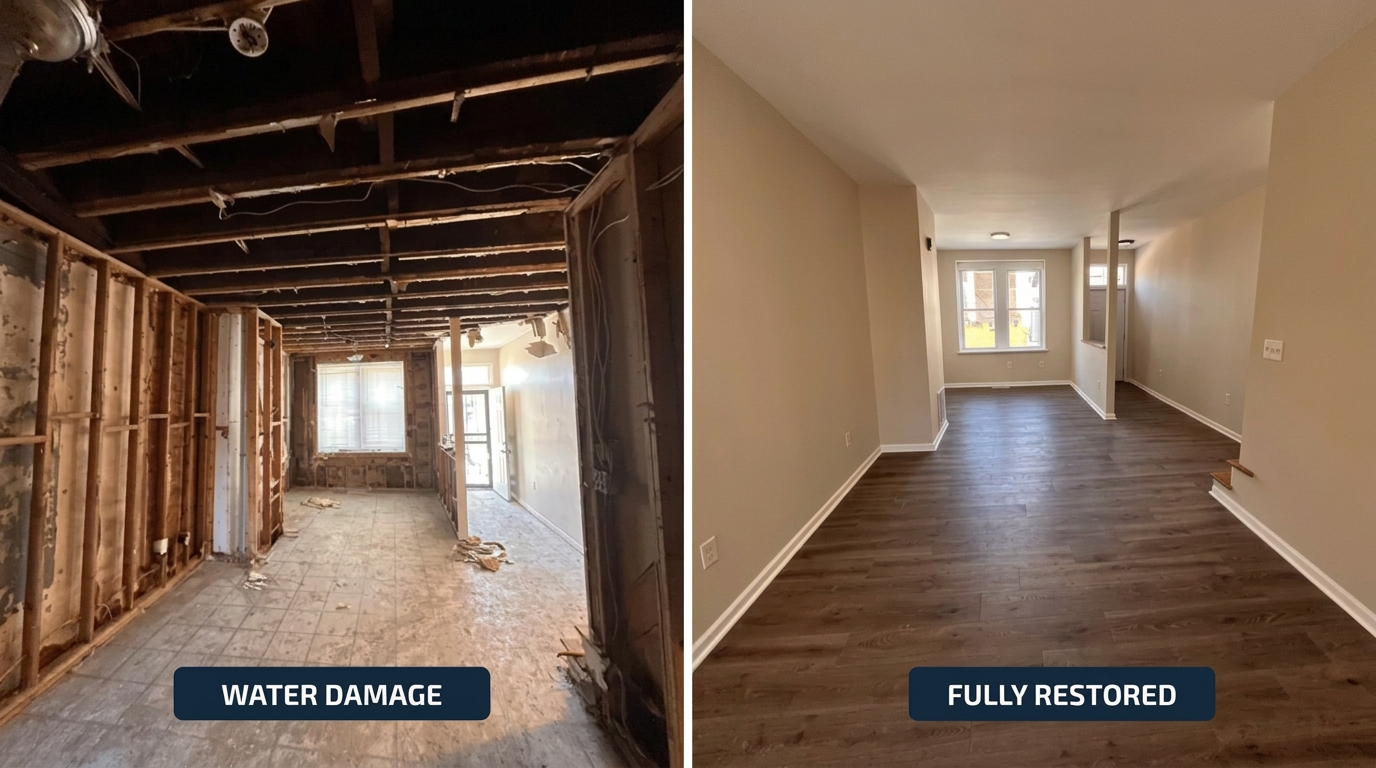 Before: home with water damage