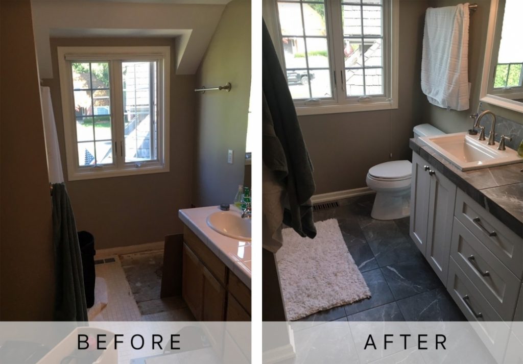 Before: bathroom water damage